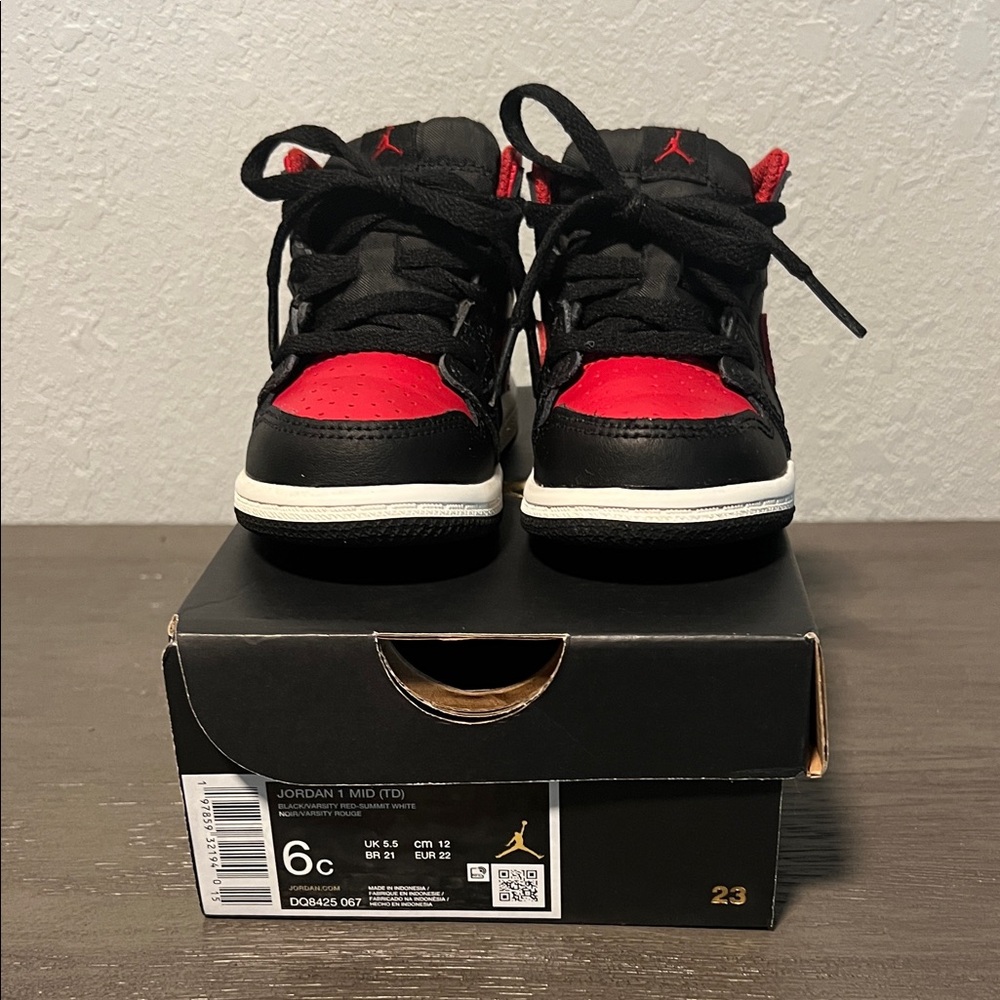 Jordan Kids' Air Jordan 1 Mid (TD) - Black/Red